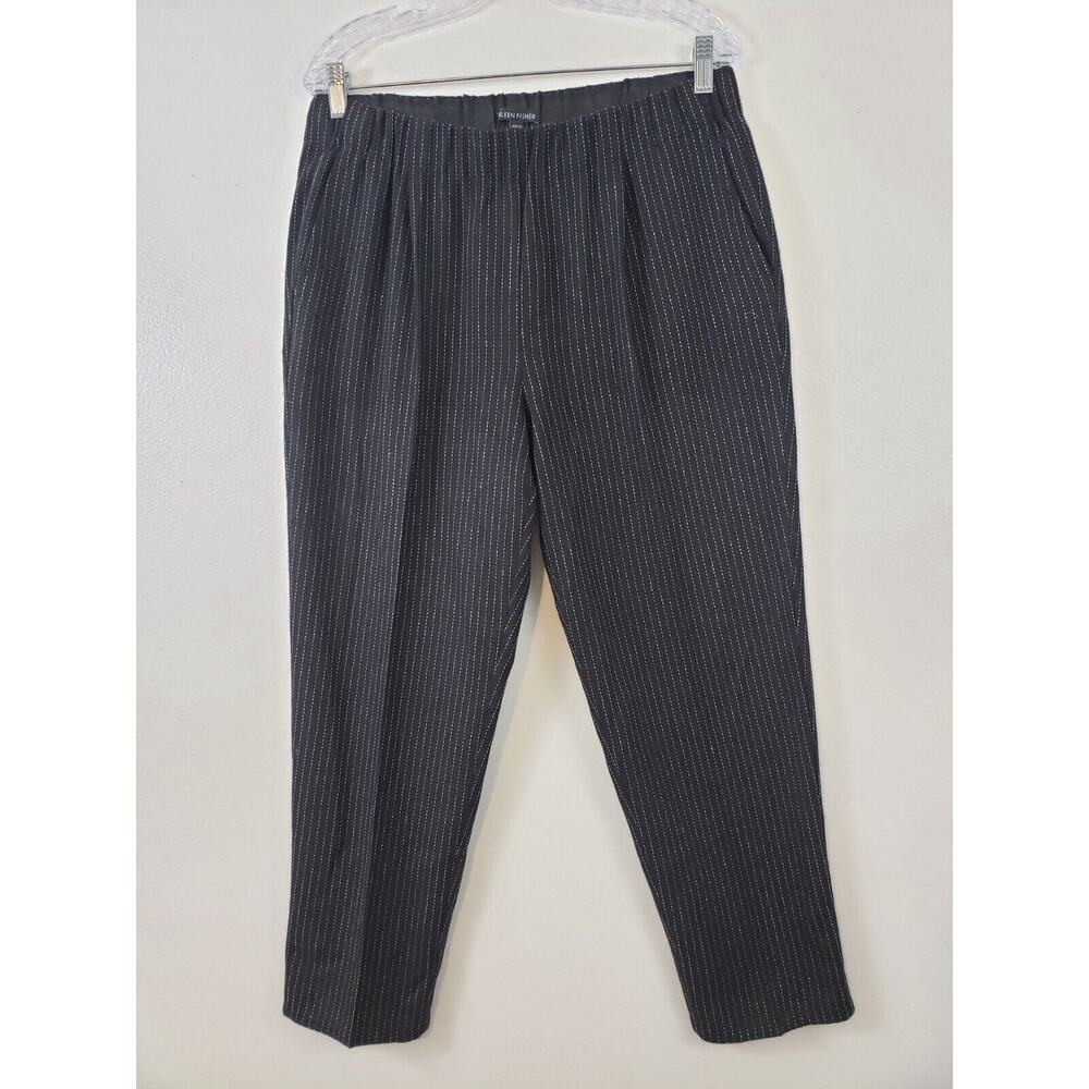 Ma) Eileen Fisher Pants Women Size M Stripe Pull on Office Siren Cottagecore